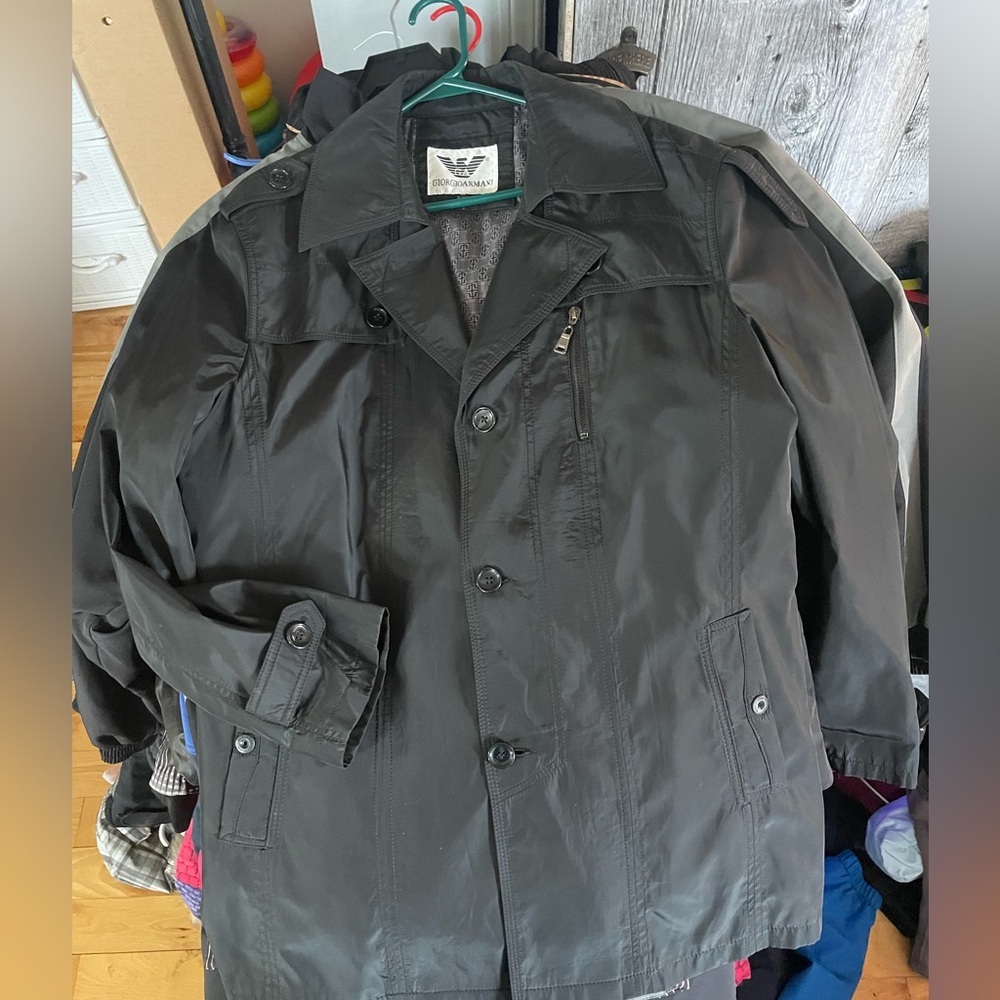 Emporio Armani Black Men's Trench Coat